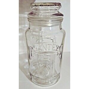 Planters Peanuts 75th Anniversary Glass Jar with Lid Mr. Peanut Vintage 1981